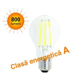 Bec LED A60 Filament, 4W, 800 lumeni, E27, lumina neutra