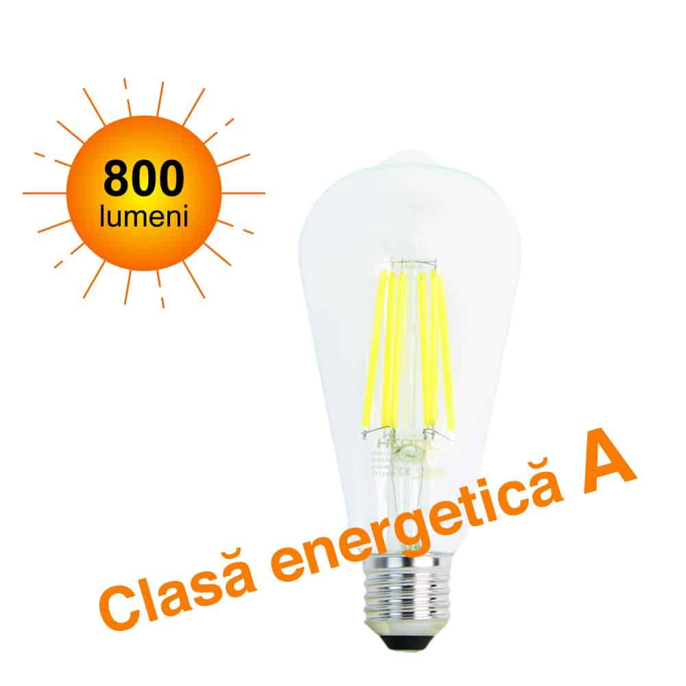 Bec LED ST64 Filament, 4W, 800 lumeni, E27, lumina neutra