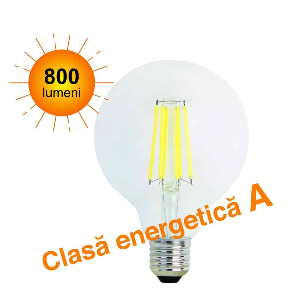 Bec LED G95 Filament, 4W, 800 lumeni, E27, lumina neutra