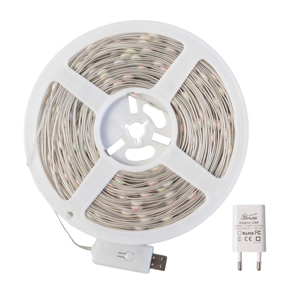 Instalatie LED 40m, USB, multicolora