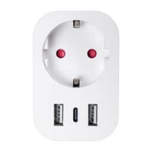 Adaptor SMART WIFI cu priza schuko, 2xUSB-A,1xUSB-C, max. 3680W