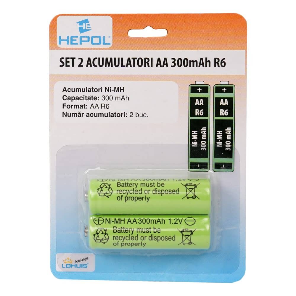 Set 2 acumulatori AA 300mAh R6