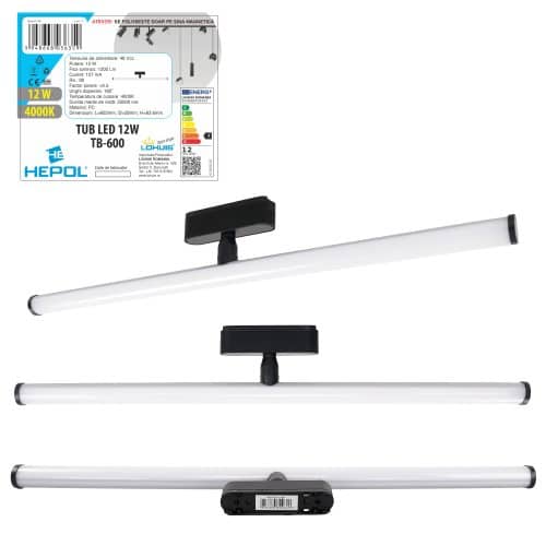 Corp iluminat tub LED pentru sina magnetica slim, 12W, 48Vdc, 1200 lm, 4000K, TB-600