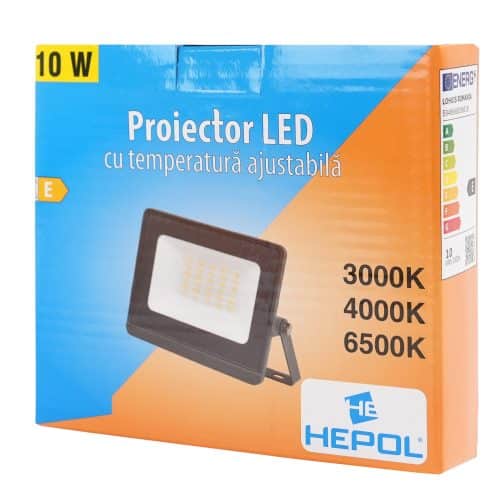 Proiector LED cu temperatura de culoare ajustabila, 10W, IP65, HEPOL